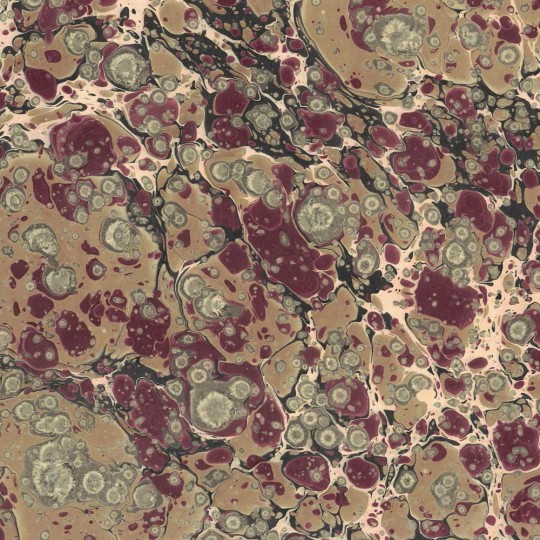 Hand Marbled Paper Stone Marble Pattern in Burgundy and Tan ~ Berretti Marbled Arts